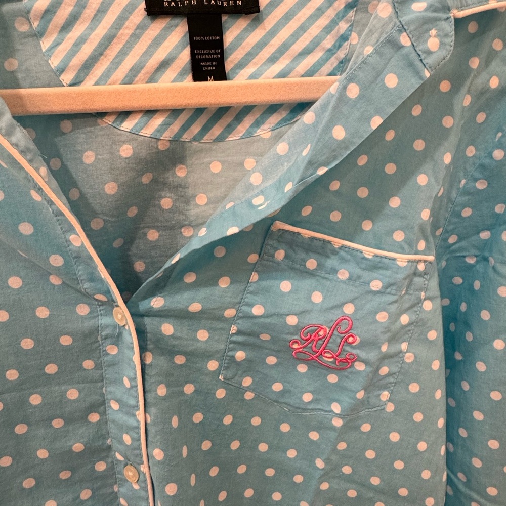 Ralph Lauren Light Blue Polka Dot Sleep Gown